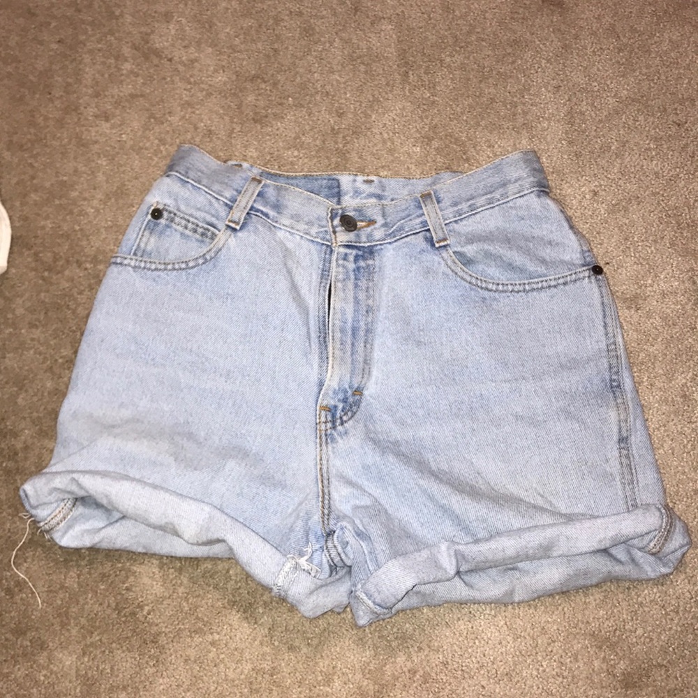 High-waisted jean shorts